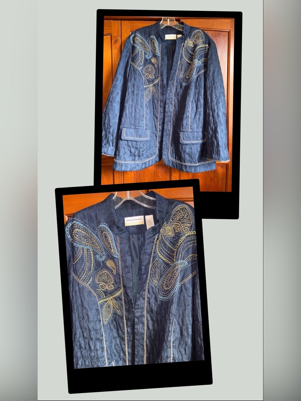 Alfred Dunner Navy Embroidered Blazer #1630